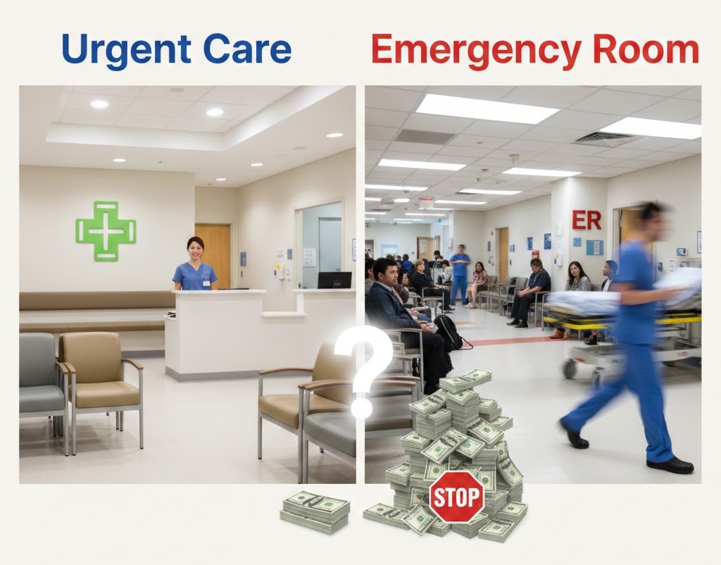 미국 응급실 비용 폭탄 방지 가이드: Urgent Care vs ER 차이와 비용 절약 팁